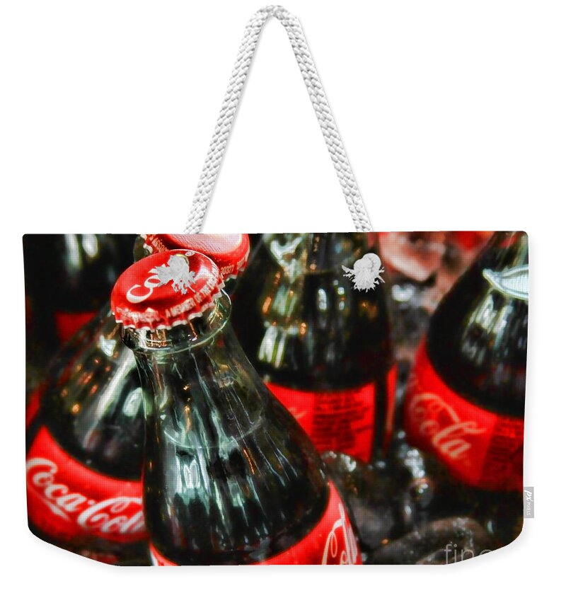 Coke Weekender Tote Bag featuring the photograph Have a Coke and Give a Smile by Diana Sainz by Diana Raquel Sainz