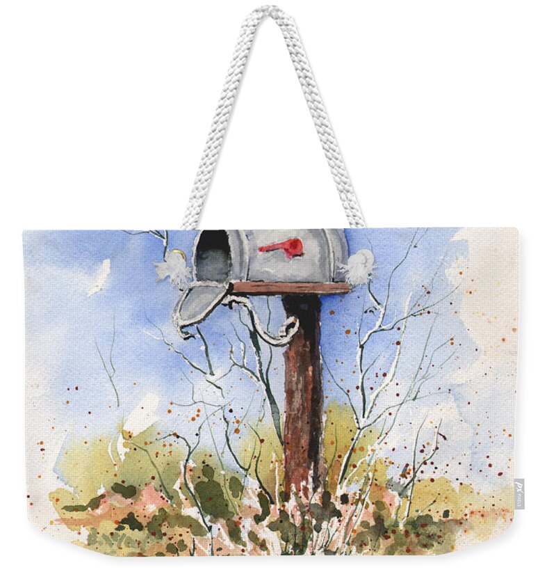 Mail Weekender Tote Bag featuring the painting Havlik's Mailbox by Sam Sidders