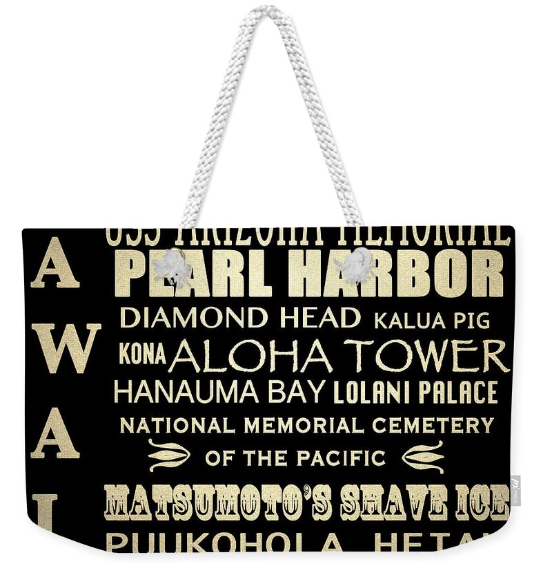 Hawaii Weekender Tote Bag featuring the digital art Hawaii Famous Landmarks #1 by Patricia Lintner