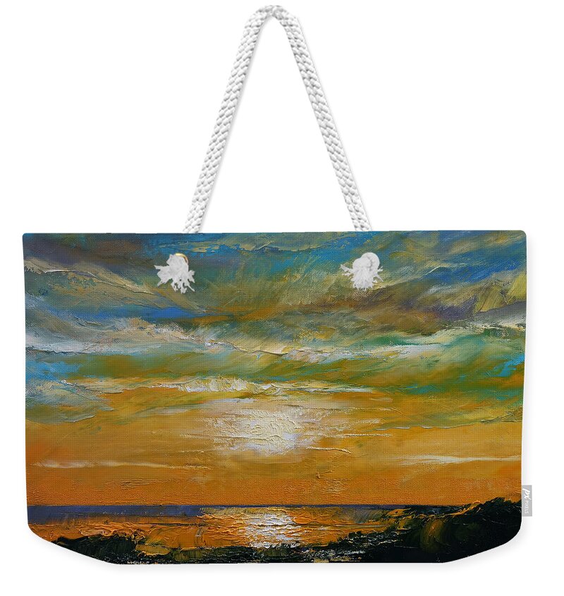 Art Weekender Tote Bag featuring the painting Hawaii Orange Sunset by Michael Creese