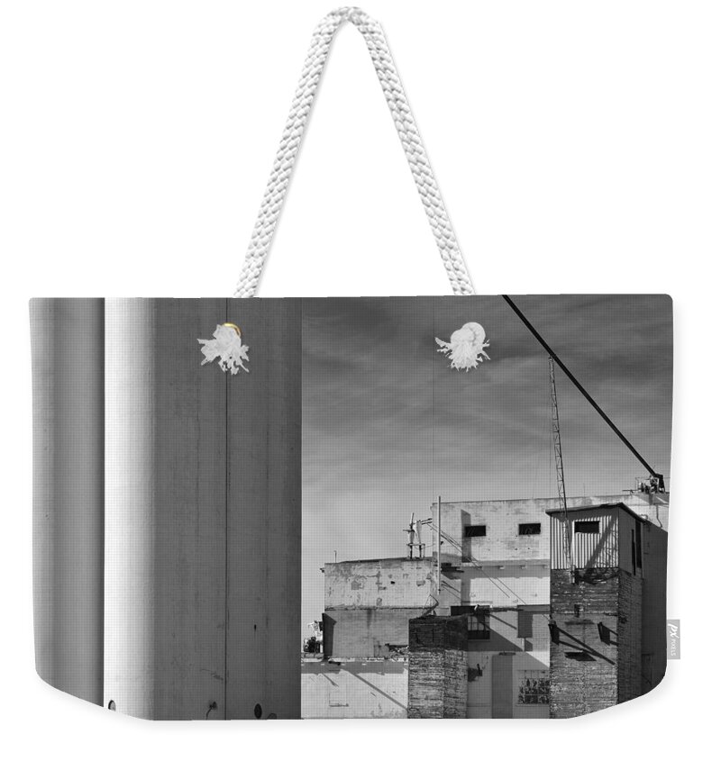 Architectural Weekender Tote Bag featuring the photograph Hayden Ferry Flour Mill 07 by JustJeffAz Photography