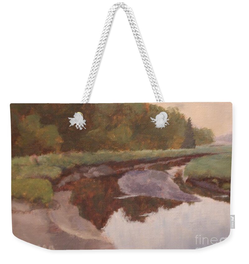 Acrylic Weekender Tote Bag featuring the painting Hazy Day by Claire Gagnon