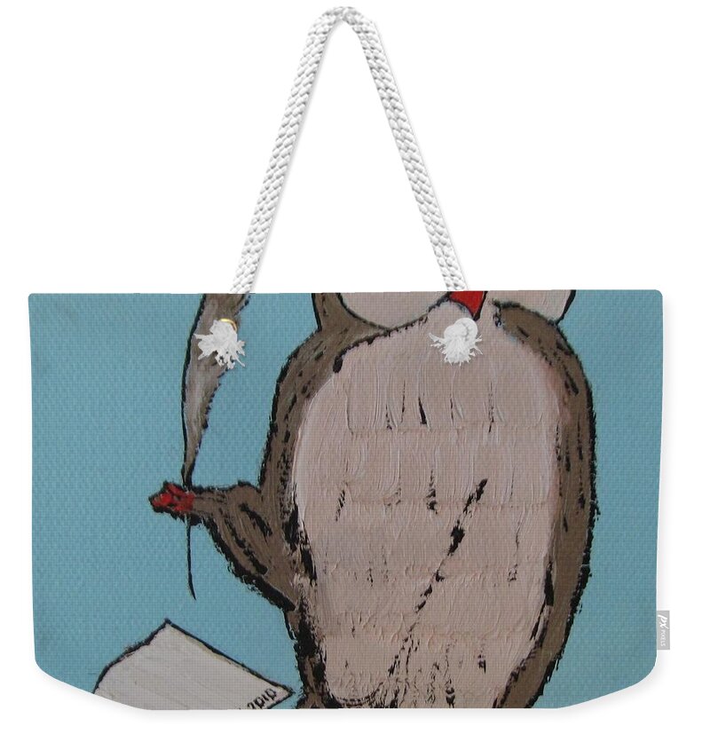 Classic Owl Weekender Tote Bag featuring the painting He Can Write And Read by Denise Railey