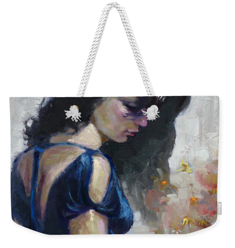 Love Weekender Tote Bag featuring the painting He Loves Me by Ylli Haruni