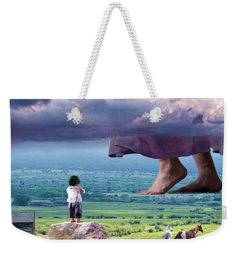  Children Weekender Tote Bag featuring the mixed media He Still Walks Here by Bill Stephens