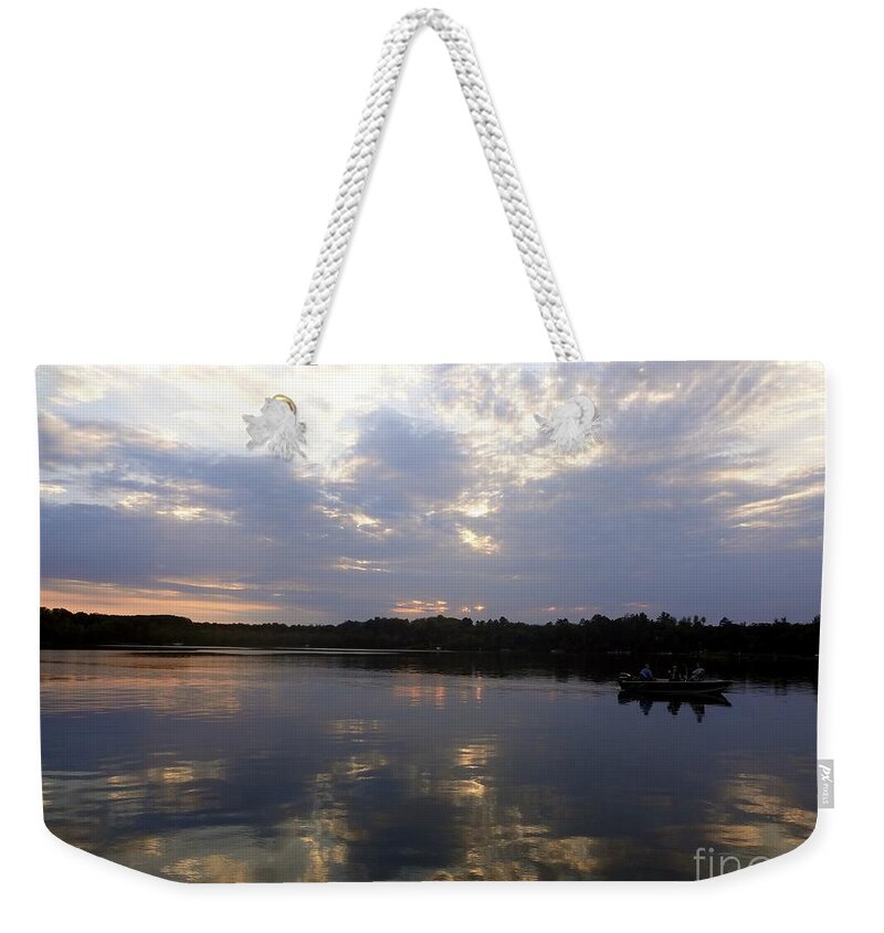 Lake Weekender Tote Bag featuring the photograph Heading Home on Lake Roosevelt in Outing Minnesota by Jacqueline Athmann