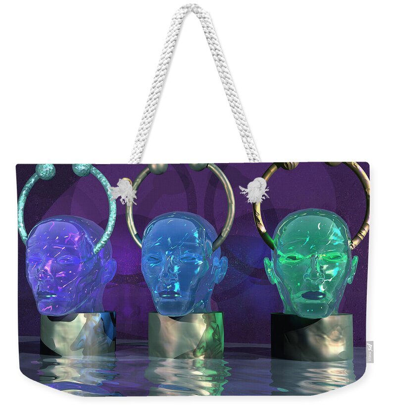 Blue Weekender Tote Bag featuring the digital art Headset 1 by Ann Stretton