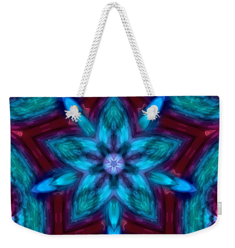 Kaleidoscopes Weekender Tote Bag featuring the digital art Heart Flower by Peggy Collins