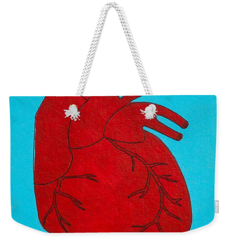  Weekender Tote Bag featuring the painting Heart red by Stefanie Forck