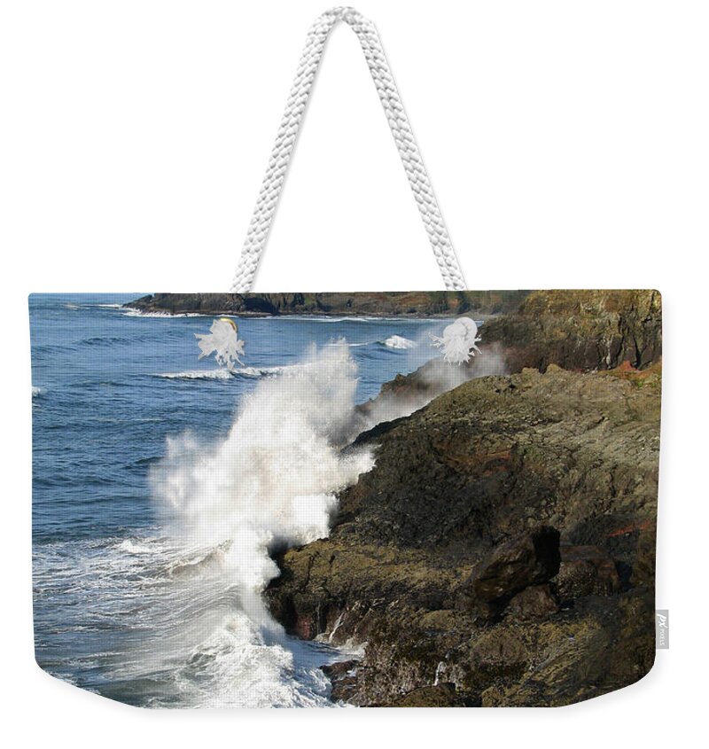  Light House Weekender Tote Bag featuring the photograph Heceta head light house by Kim Mobley
