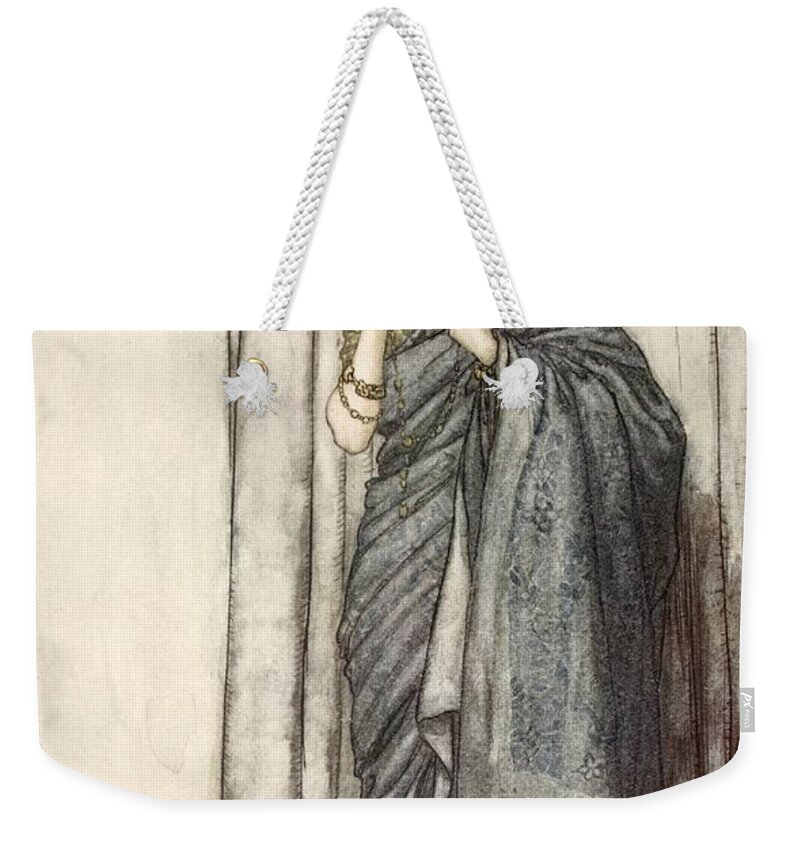 C20th Weekender Tote Bag featuring the drawing Helena, Illustration From Midsummer by Arthur Rackham