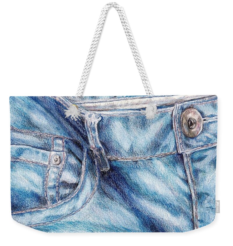 Jean Weekender Tote Bag featuring the painting Her Favorite Pair of Jeans by Shana Rowe Jackson