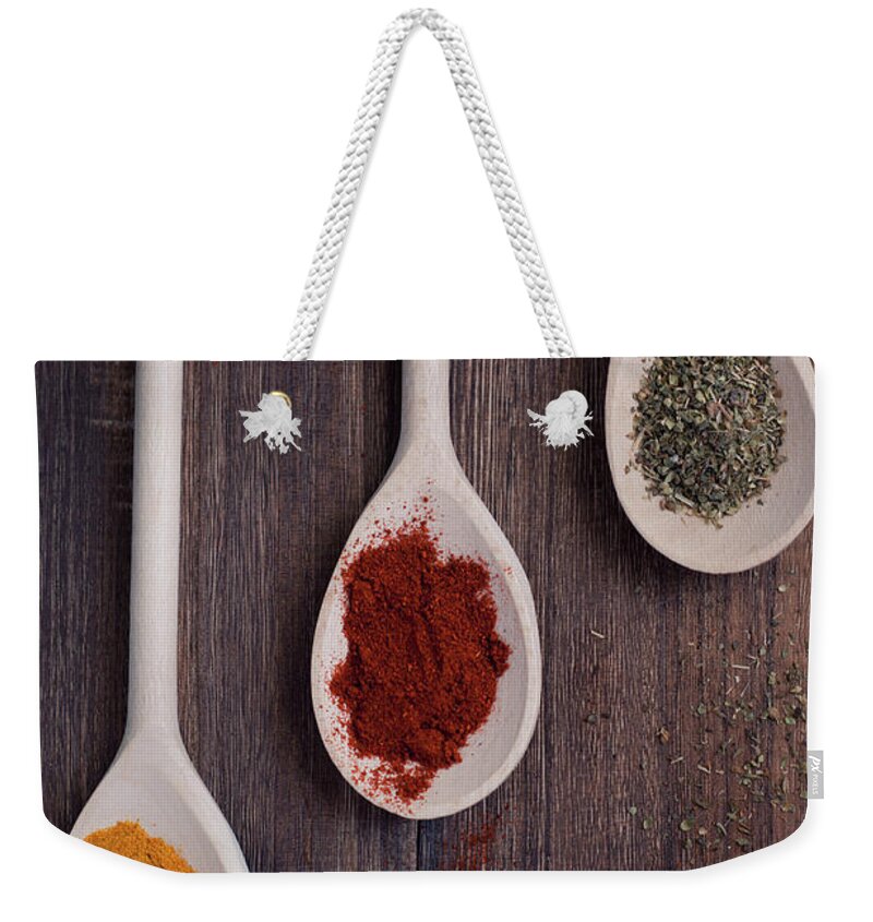 In A Row Weekender Tote Bag featuring the photograph Herbs And Spices by Photo By Asri' Rie