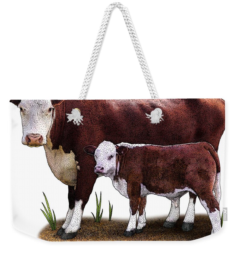Nature Weekender Tote Bag featuring the photograph Hereford Cow by Roger Hall