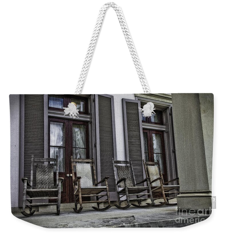 Nashville Weekender Tote Bag featuring the photograph Hermitage Chairs by Timothy Hacker