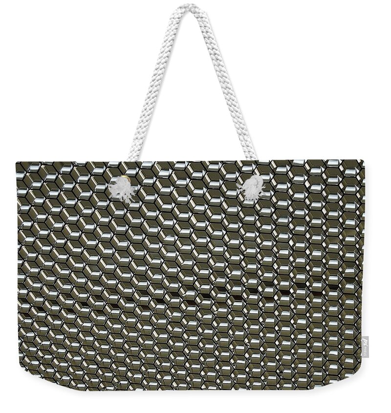 Linda Brody Weekender Tote Bag featuring the photograph Hexagon Ceiling Panel by Linda Brody