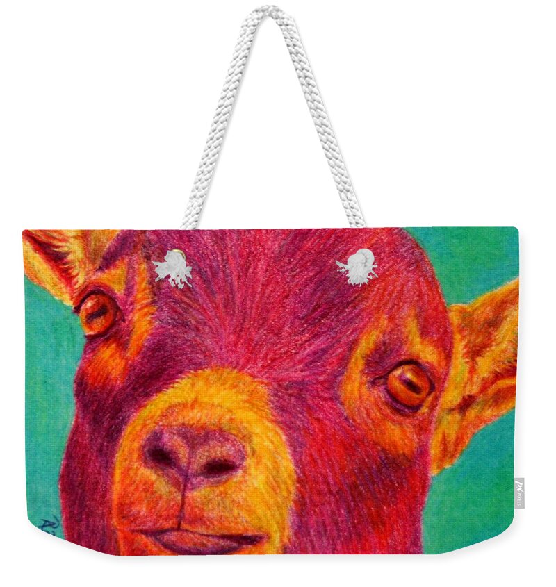 Goat Weekender Tote Bag featuring the drawing Hey Kid by Ann Ranlett