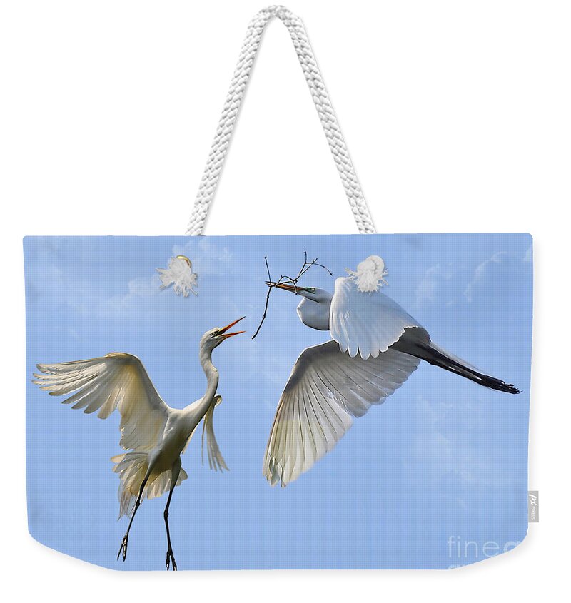 Birds Weekender Tote Bag featuring the photograph Hey...Go Find Your Own Stick by Kathy Baccari