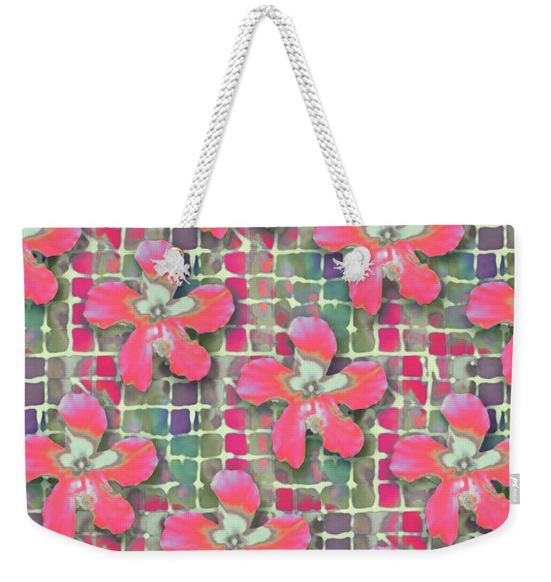 Hibiscus Weekender Tote Bag featuring the painting Hibiscus Pink Water by Deborah Runham