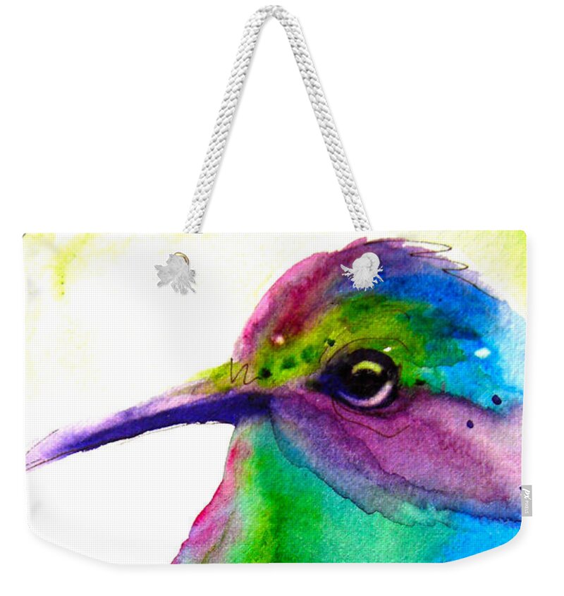 Hummingbird Weekender Tote Bag featuring the painting Hidden by Dawn Derman