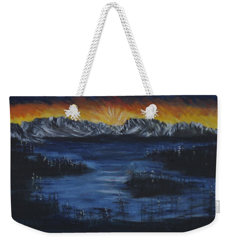 Shadows Weekender Tote Bag featuring the painting Hidden Lake by Suzanne Surber