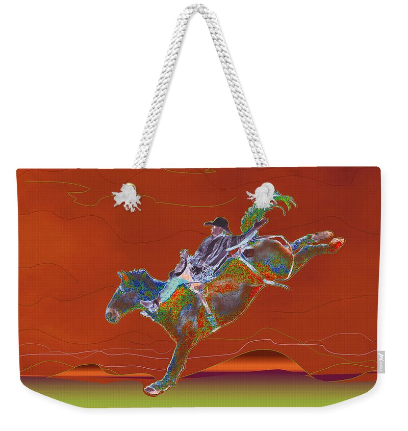 Rodeo Rider Weekender Tote Bag featuring the digital art High Riding by Kae Cheatham