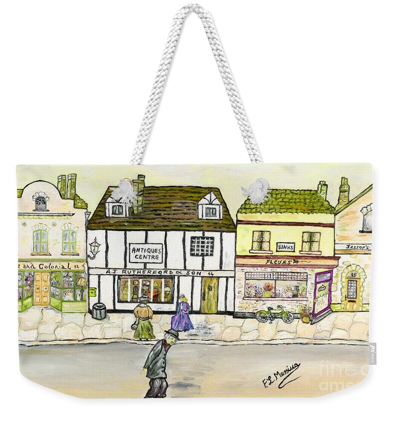 Mixed Media Weekender Tote Bag featuring the painting High Street by Loredana Messina