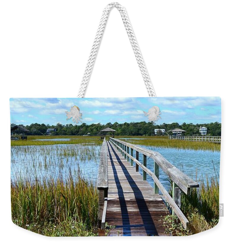 Scenic Weekender Tote Bag featuring the photograph High Tide At Pawleys Island by Kathy Baccari