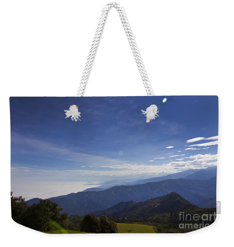 Sky Weekender Tote Bag featuring the photograph High Up In The Cajas Range Of The Andes by Al Bourassa