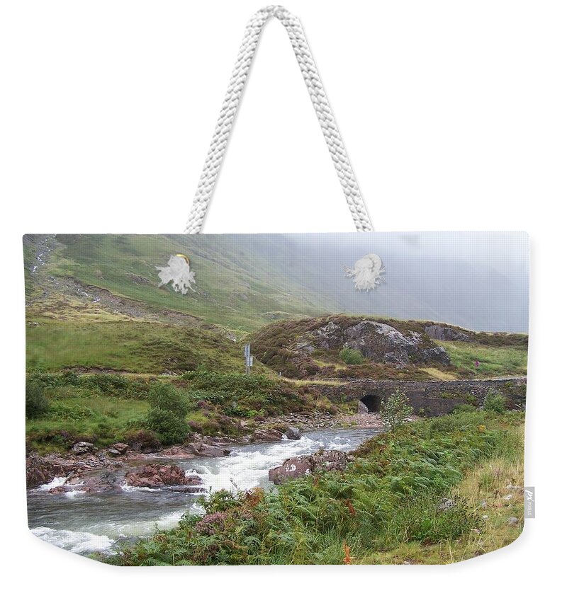 Green Weekender Tote Bag featuring the photograph Highland Stream by Constance Drescher