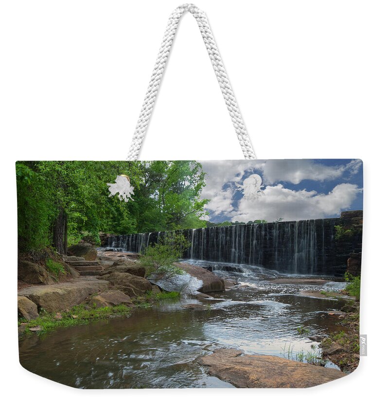 Wright Weekender Tote Bag featuring the photograph Historic Yates Mill Dam - Raleigh N C by Paulette B Wright