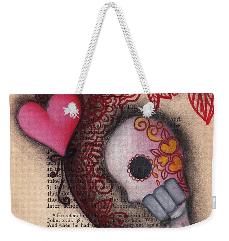 Day Of The Dead Weekender Tote Bag featuring the painting Holding On by Abril Andrade
