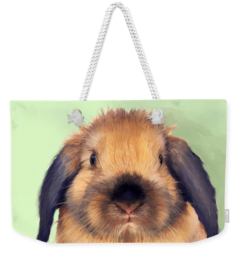 Holland Lop Weekender Tote Bag featuring the painting Holland Lop by Portraits By NC