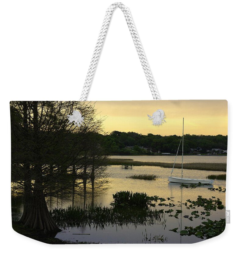 Sailboat Weekender Tote Bag featuring the photograph Hollingsworth Sunset by Laurie Perry