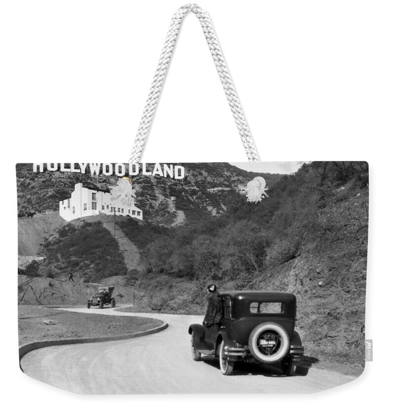 1924 Weekender Tote Bag featuring the photograph Hollywoodland by Underwood Archives