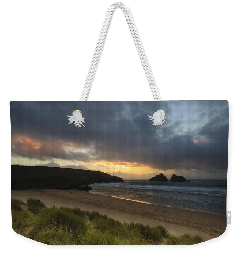 Holywell Bay Weekender Tote Bag featuring the photograph Holywell bay newquay cornwall by Chris Smith