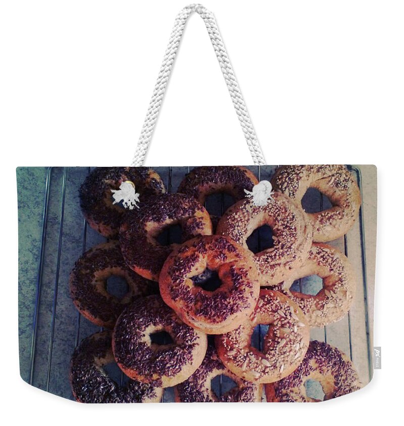 Flax Seed Weekender Tote Bag featuring the photograph Homemade Bagels by Lasse Kristensen