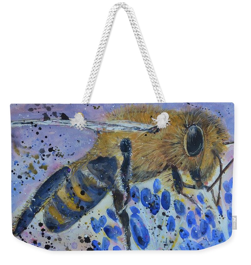 Honey Bee Weekender Tote Bag featuring the painting Honey Bee by Kellie Chasse