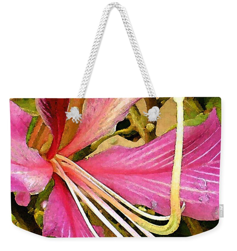 James Temple Weekender Tote Bag featuring the photograph Hong Kong Orchid Tree by James Temple