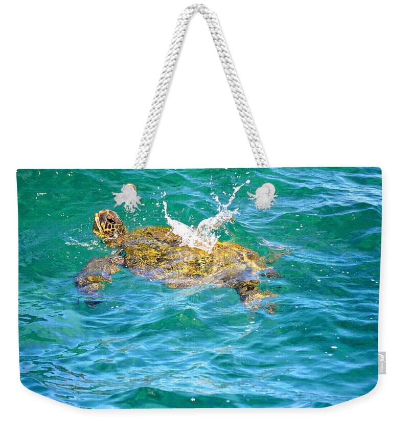 Hawaii Weekender Tote Bag featuring the photograph Honu Hawaiian green sea turtle by Lehua Pekelo-Stearns