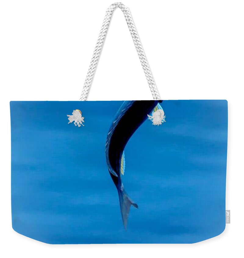 Fishing Weekender Tote Bag featuring the photograph Hooked by Debra Forand