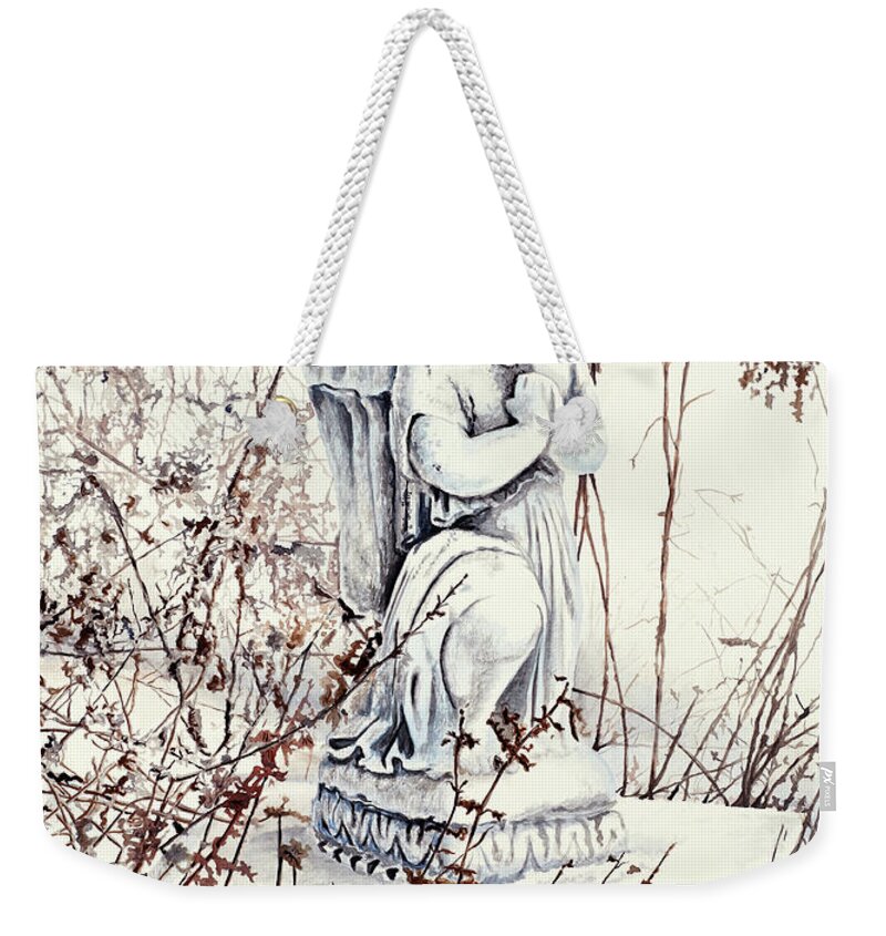 Angel Weekender Tote Bag featuring the painting Hope In Winter by Carolyn Coffey Wallace