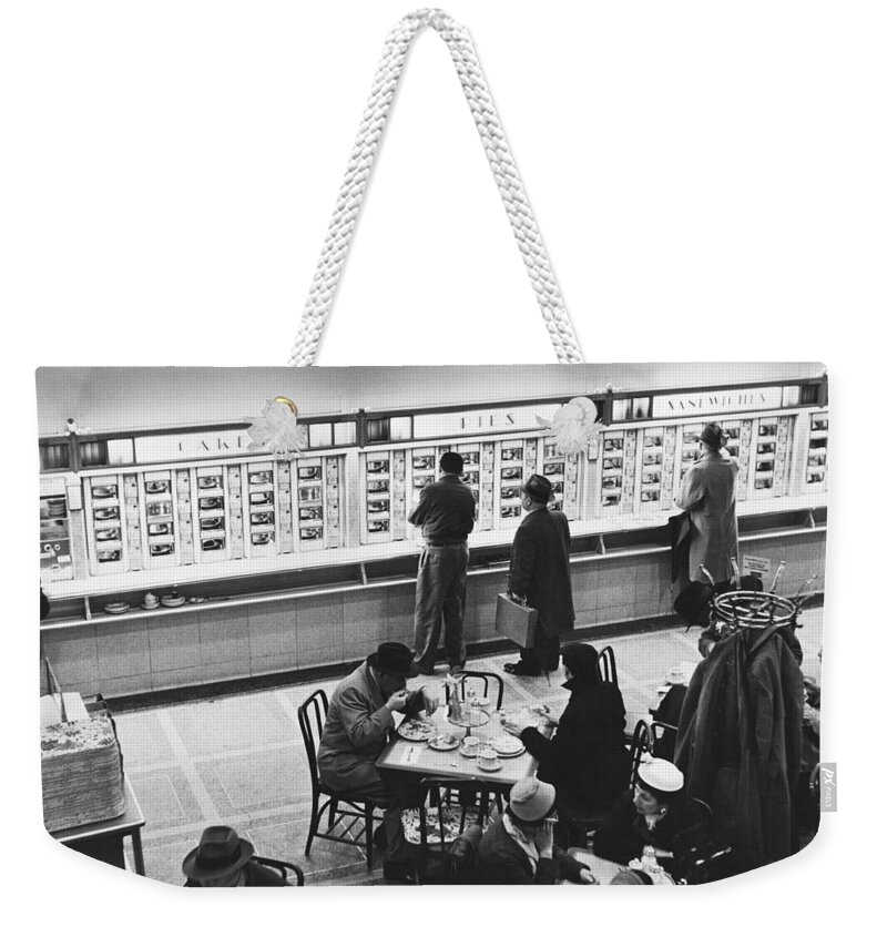 Historic Weekender Tote Bag featuring the photograph Horn & Hardart Automat, Nyc, 1957 by Albert Mozell