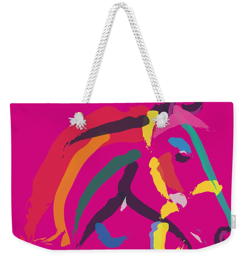 Horse Portrait Weekender Tote Bag featuring the painting Horse - Colour me strong by Go Van Kampen