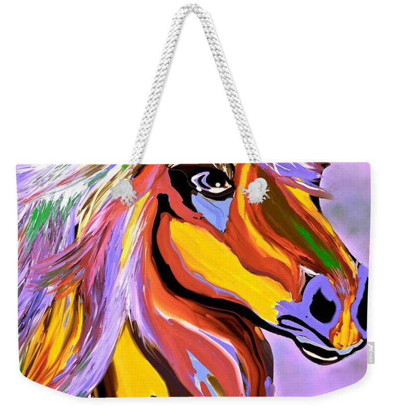 Horse Posing Pretty Weekender Tote Bag featuring the painting Horse Posing Pretty 2 by Saundra Myles
