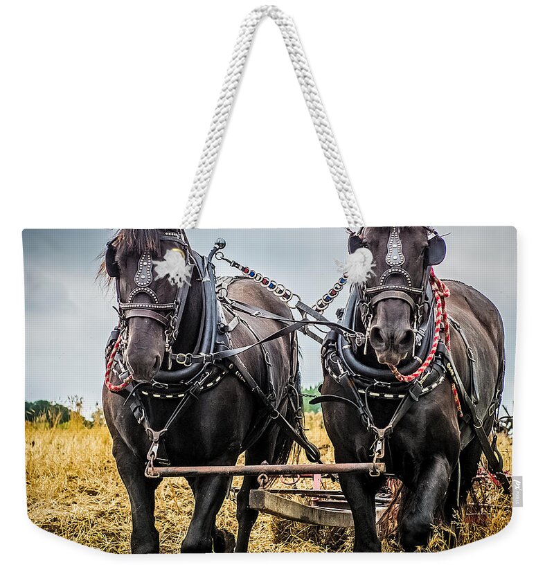 Portrait Weekender Tote Bag featuring the photograph Horse Team by Paul Freidlund