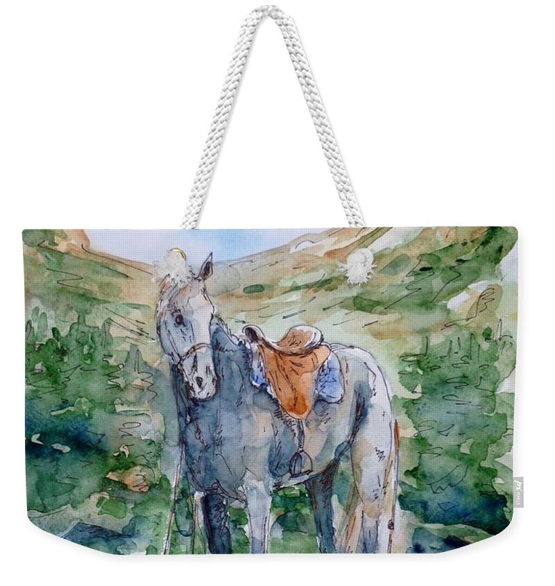 Horse Weekender Tote Bag featuring the painting Horse by Zaira Dzhaubaeva