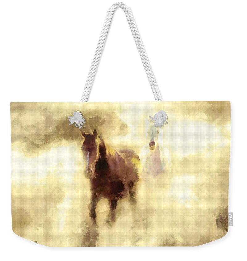 Horse Weekender Tote Bag featuring the painting Horses of the Mist by Greg Collins