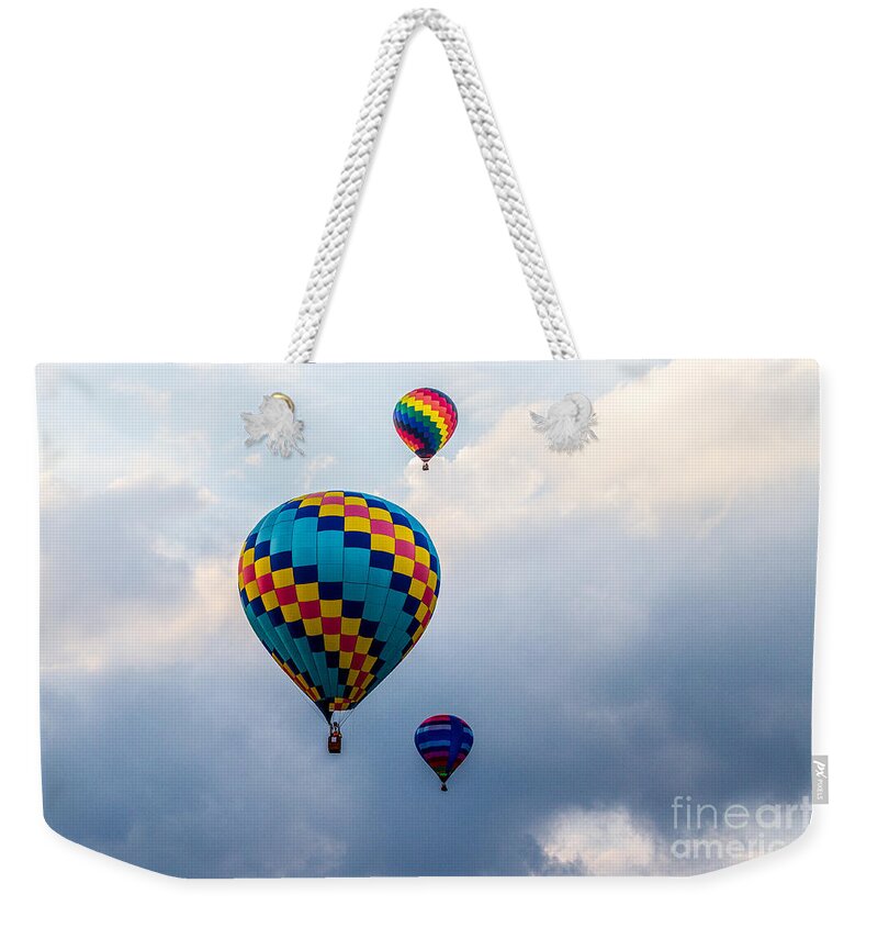 Events Weekender Tote Bag featuring the photograph Hot Air Balloon Trio by Eleanor Abramson