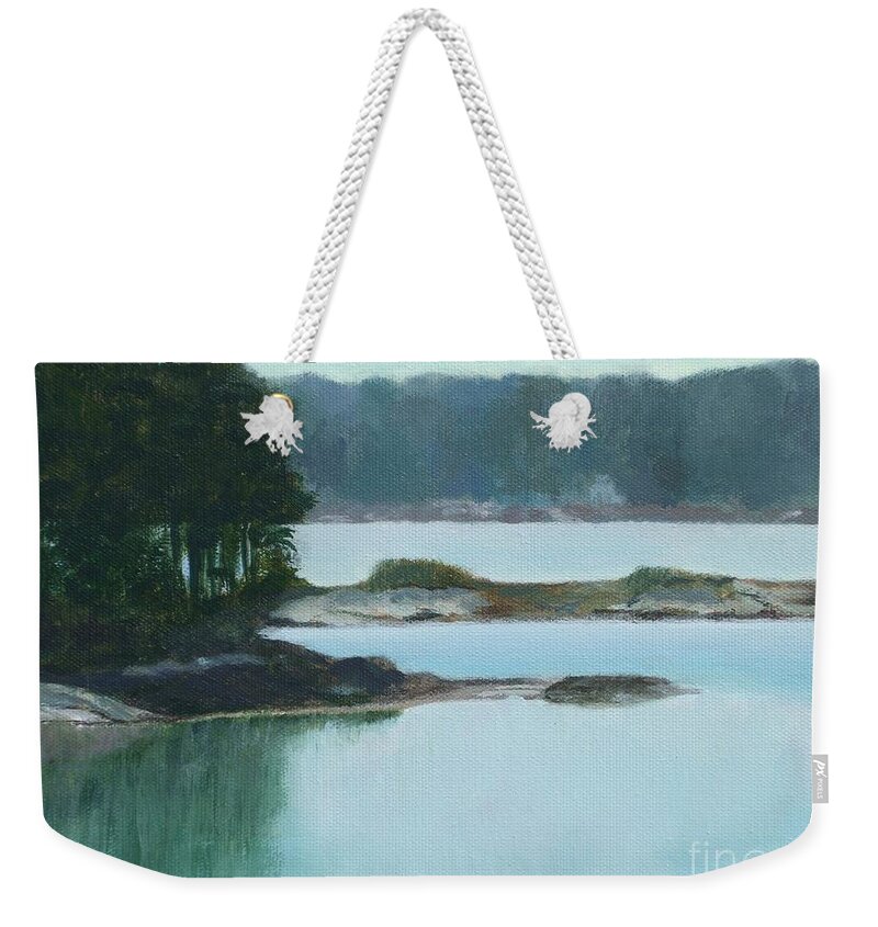 Acrylic Weekender Tote Bag featuring the painting Hot Day in Rockland ME by Claire Gagnon